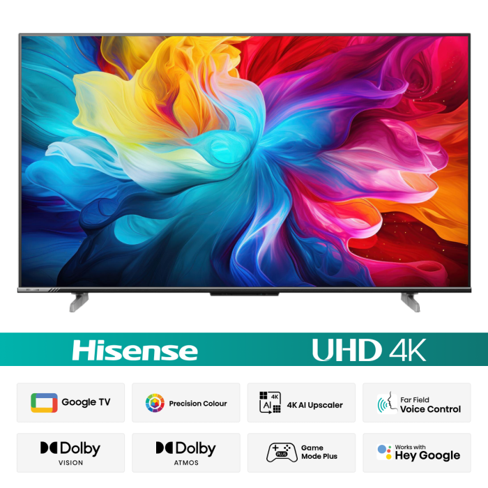 Hisense 65 inc Bezelless Dolby Vision 4K UHD Smart LED Voice Control Google DTS TV 65A6F3
