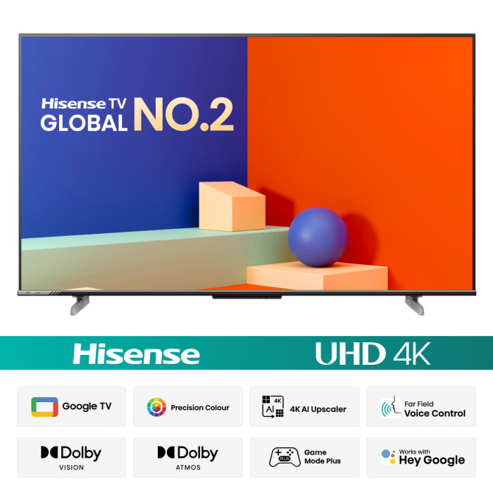 Hisense 55 Inc Bezelless Dolby Vision 4K UHD Smart LED Voice Control Google DTS TV 55A6F3